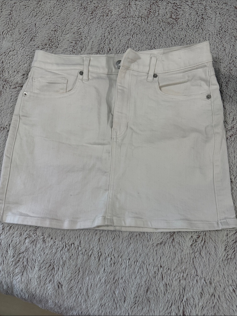 Express White Denim Mini Skirt with Front Seam Detail